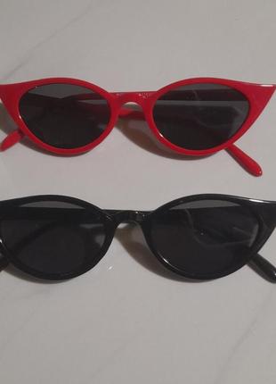 Очки солнцезащитные черные, красные, узкие модные акция1 фото
