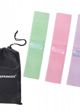 Гумка для фітнесу та спорту тканинна springos hip band 3 шт fa01162 фото