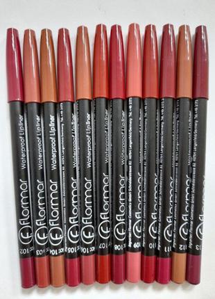 Набір олівців для губ водостійкі flormar waterproof lip liner 12 шт.3 фото