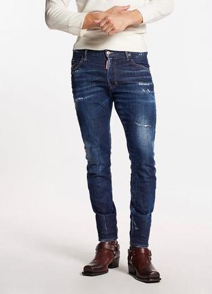 Оригінальні джинси dsquared2 distressed slim fit jeans navy1 фото