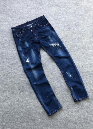 Оригинальные джинсы dsquared2 distressed slim fit jeans navy2 фото