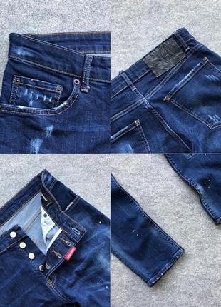 Оригінальні джинси dsquared2 distressed slim fit jeans navy6 фото