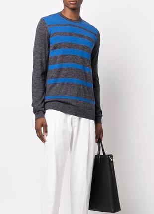 Шикарний джемпер, светр, пуловер hugo boss wool/linen/alpaca striped knit jumper blue/grey5 фото