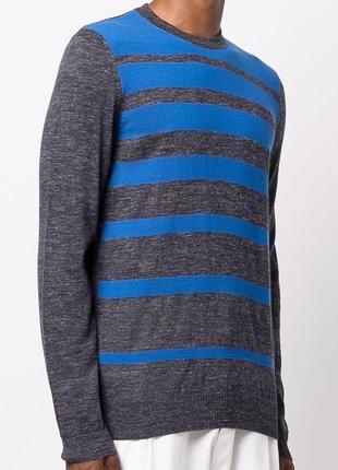 Шикарний джемпер, светр, пуловер hugo boss wool/linen/alpaca striped knit jumper blue/grey1 фото