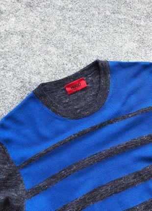 Шикарний джемпер, светр, пуловер hugo boss wool/linen/alpaca striped knit jumper blue/grey4 фото