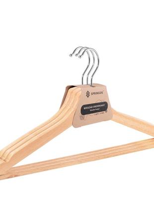 Набор деревянных плечиков (вешалок) для одежды 3 шт springos hg00016 фото