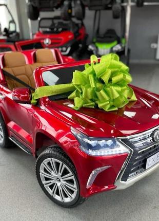 Дитячий двомісний джип lexus lx 570 4wd (фарба, червоний колір) з пультом дистанційного керування 2.4g