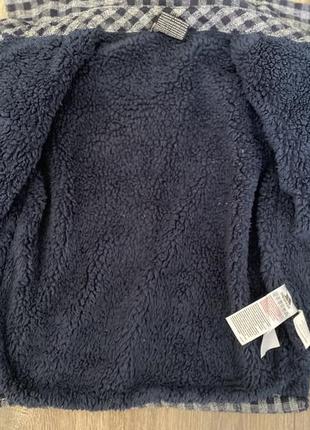 Утепленная рубашка куртка шерпа на флисе в клетку7 фото