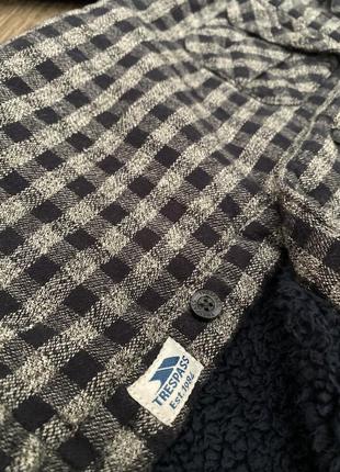 Утепленная рубашка куртка шерпа на флисе в клетку6 фото