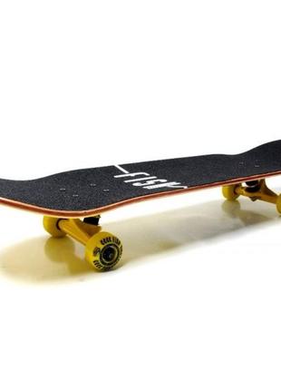 Скейт дерев'яний від fish skateboard raven жовтий2 фото