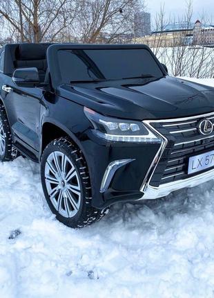 Детский двухместный джип lexus lx 570 4wd (краска, черный цвет) с пультом дистанционного управления 2.4g