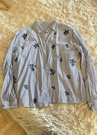 Рубашка primark классная в полоску с вышивкой стильная красивая модная