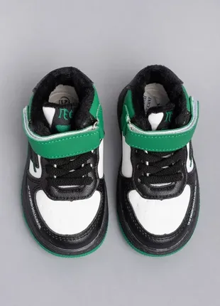 Черевики для хлопчиків t1372-9 зелені чорні хайтопи утеплені демі демісезонні ботинки6 фото