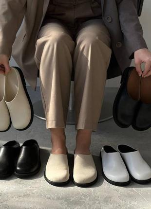 Женские кожаные туфли-мюли р.36-40 молочный (украина) 200/84310 фото