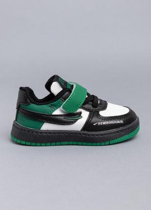 Кросівки для хлопчиків t1400-9 зелені чорні кросівки на липучці2 фото