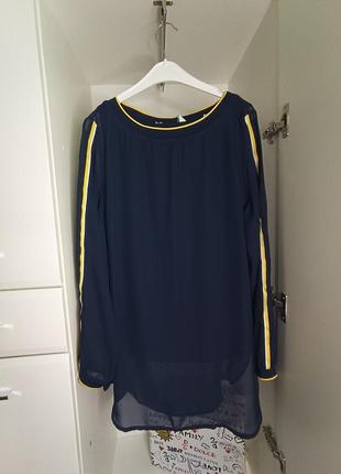 Шифонова блуза подовжена синя р.38