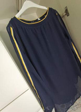 Шифонова блуза подовжена синя р.382 фото