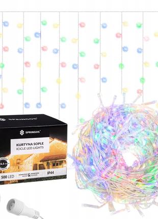 Гирлянда бахрома уличная (наружная) springos 20 м 500 led cl503 mix