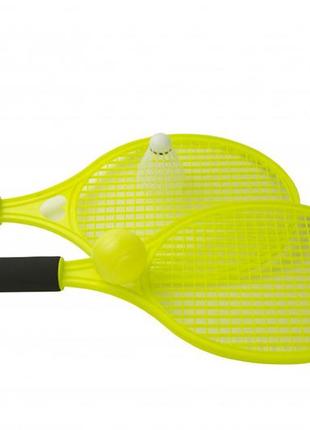 Дитячі ракетки для тенісу або бадмінтону m 5675 з м'ячиком і воланом (жовтий)