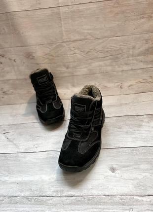 Зимові черевики на хутрі замшеві натуральна замша на шнурках кросівки зимові зима хутро2 фото