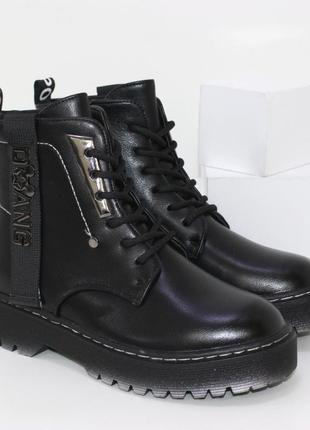 Модні підліткові чорні черевики для дівчаток на осінь
, демісезонні чобітки на флісі