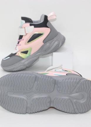 Осінні хайтопи черевики для дівчаток підлітків, підліткові високі кросівки на флісі6 фото