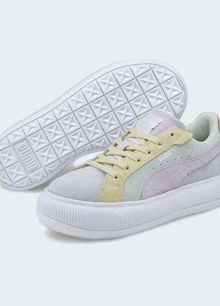 Женские низкие кроссовки puma suede mayu raw wns 38311401 серо-желтый