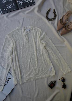 Нежная гипюровая блуза кружево белая большой размер от next1 фото