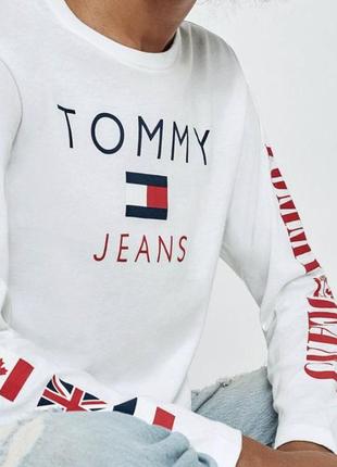 Лонг tommy jeans ‘90s flag white cropped long1 фото