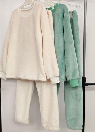 Тепла зимова піжама вельсофт 128-152 см мягкая пижама теплая