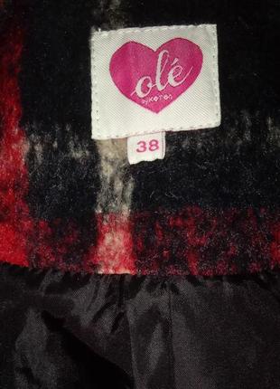 Новое стильное яркое пальто в клетку красное черное бордовое двубортное миди9 фото