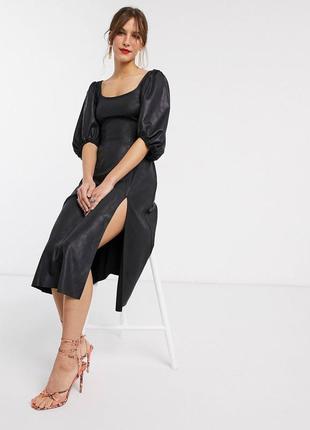 Свободное платье миди с имитацией кожи asos design