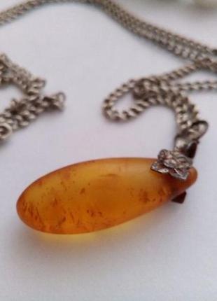 1972 рік! ✨🌼✨ харківський ювелірний срібло клеймо краплина меду ланцюжок з кулоном срср срібло 925 бурштин харківський ювелірний завод 1972 року
