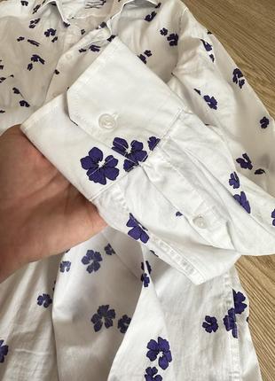 Рубашка оверсайз в принт фиолетовые цветы5 фото