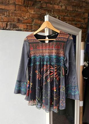 Desigual women's printed long sleeve blouse женская блуза