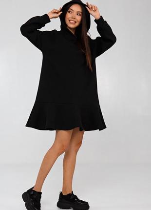 Платье-худи черная с начесом yos2 фото