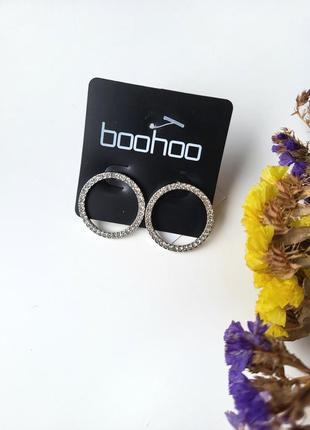 Серьги гвоздики круглые boohoo серебристые3 фото