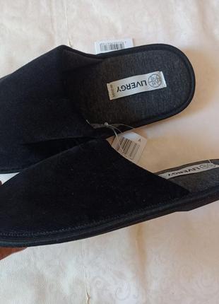 Домашние мягкие тапочки мужские livergy 40-41 (маломерные). черные тапочки 1129