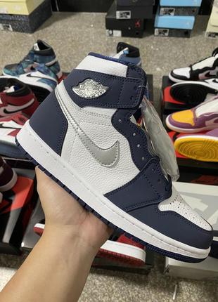 Кроссовки nike air jordan 1 retro high cojp midnight navy джордан ретро синие белые