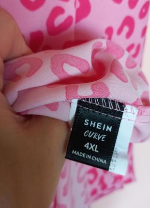 Розовая леопардовая батальная блузка, блуза шифоновая батал 60-62 г.3 фото