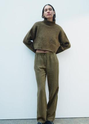 Укороченный хаки свитер zara new