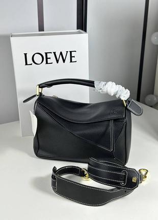 Сумка женская кожаная черная брендовая в стиле loewe