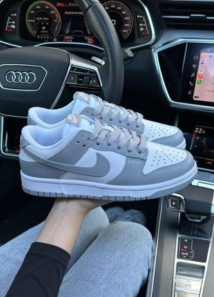 Жіночі кросівки nike sb dunk low prm all white grey