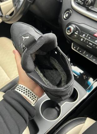 Черные зимние мужские ботинки, полуботинки спортивные, кожаные,кожа + меха, лодыжная обувь на зиму4 фото