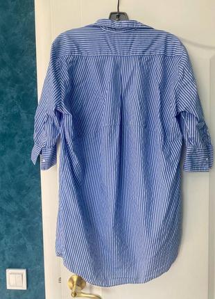 Платье рубашка zara в синюю полоску, s-m, оригинал2 фото