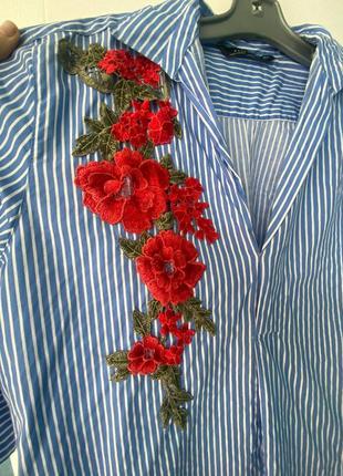 Платье рубашка zara в синюю полоску, s-m, оригинал4 фото