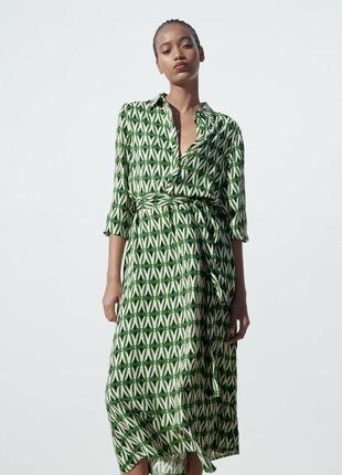Zara -60% 💛 платье роскошное стильное принт xs5 фото