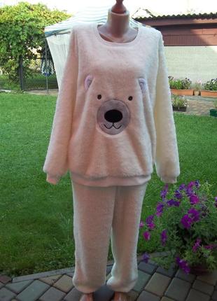 ( 56 / 58 р ) флисовая пижама женская толстая батал оверсайз большой размер б /у