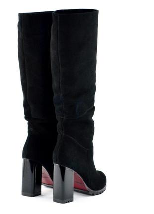 Сапоги зимние женские натуральная замша высокий каблук2 фото