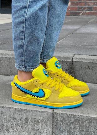 Мужские кроссовки жёлтые найк данк nike sb dunk low x grateful dead bears opti yellow